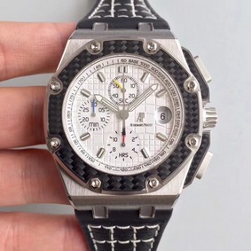 Replica Audemars Piguet Royal Oak Offshore Juan Pablo Montoya LE26030IO JF 1:1 Best Edition White Dial on Black Leather Strap A2226 - 1:1 Mirror Replica